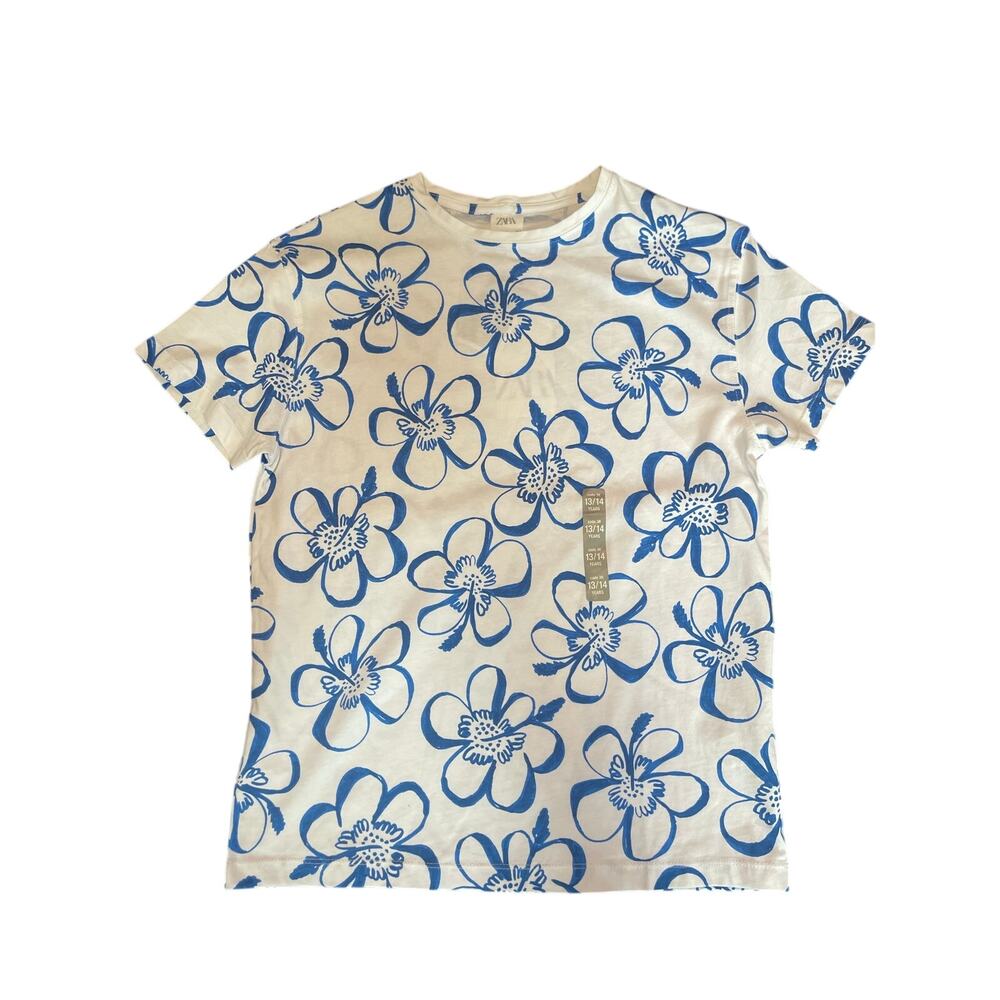 13/14y Zara blue floral tee